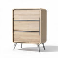 Modern wooden nightstand with two spacious drawers and metal handles 60 x 40 x 80cm