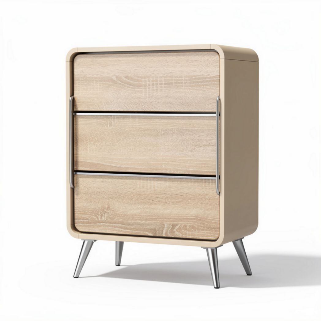 Modern wooden nightstand with two spacious drawers and metal handles 60 x 40 x 80cm