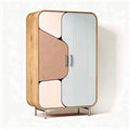 Multicolored wooden cabinet with metal legs and two doors 90 x 50 x 120cm