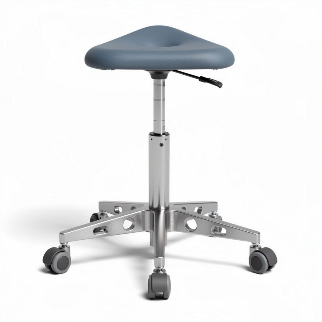 Saddle stool with adjustable height and metal base for ergonomic seating 50 x 50 x 75cm