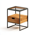 Wood and metal nightstand with two drawers and modern design 40 x 40 x 50cm
