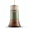 Hanging pendant light with natural jute and wood design 10 x 10 x 15cm