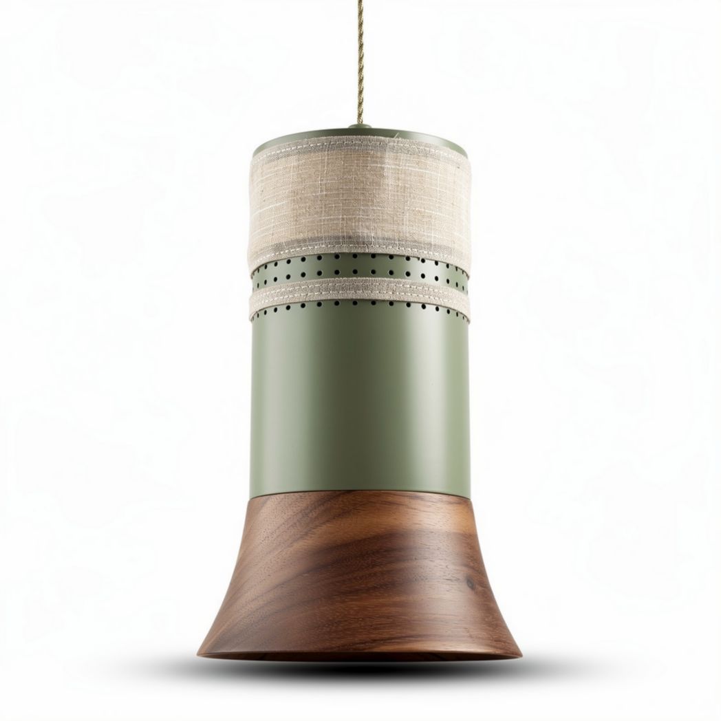 Hanging pendant light with natural jute and wood design 10 x 10 x 15cm