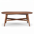 Walnut coffee table with oval top and angled legs 150 x 80 x 75cm