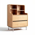 Wooden storage cabinet with open shelves and two drawers 80 x 40 x 120cm